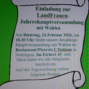 Einladung zur LandFrauen-Jahreshauptversammlung