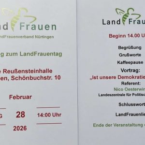 Info zum LandFrauentag in Neidlingen am 28.02.2026
